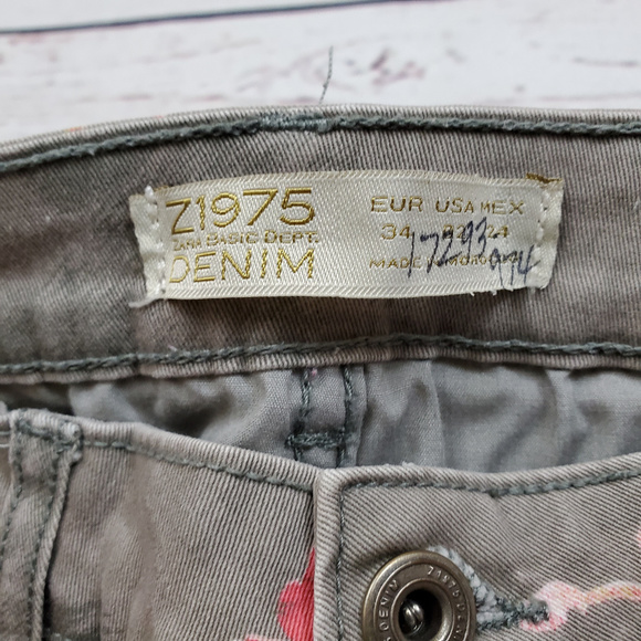 Z 1975 Zara Denim Floral Design Skinny Jean Size 2 - Picture 4 of 6